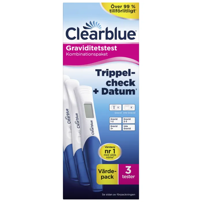 Clearblue Ultra Early Graviditetstest Kombo - 3-pack produktbild